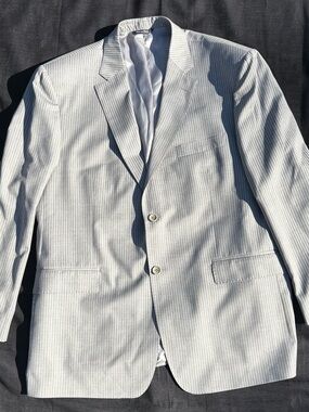 Ermenegildo Zegna Traveller Blazer 46R Gray Pinstripe Wool Silk Coat